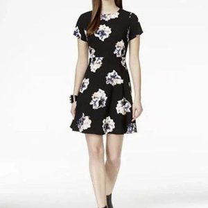 Vince Camuto Floral Fit & Flare Mini Dress | Black | Size 12